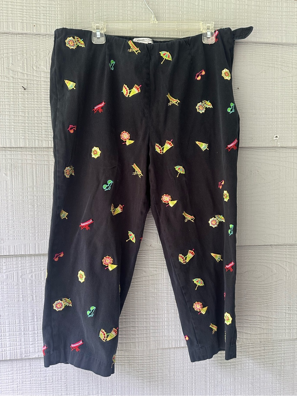 Coldwater Creek Beach Motif Embroidered Ankle Pants ~18